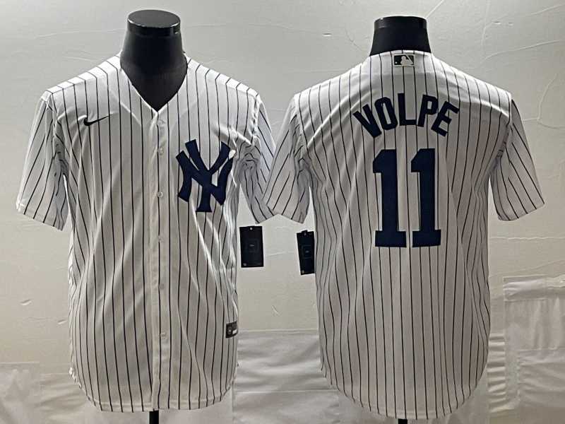 Men%27s New York Yankees #11 Anthony Volpe White Stitched MLB Cool Base Nike Jersey